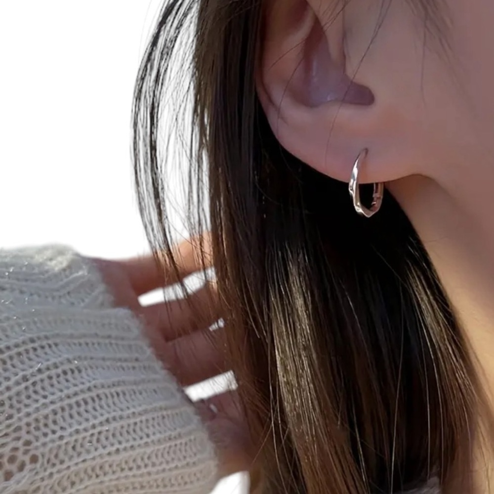 Minimalist Silver Mini Geometric Hoop Earrings